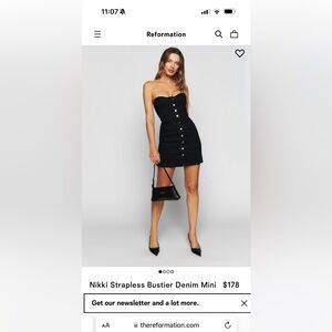Reformation Nikki Strapless Bustier Denim Mini SZ 8